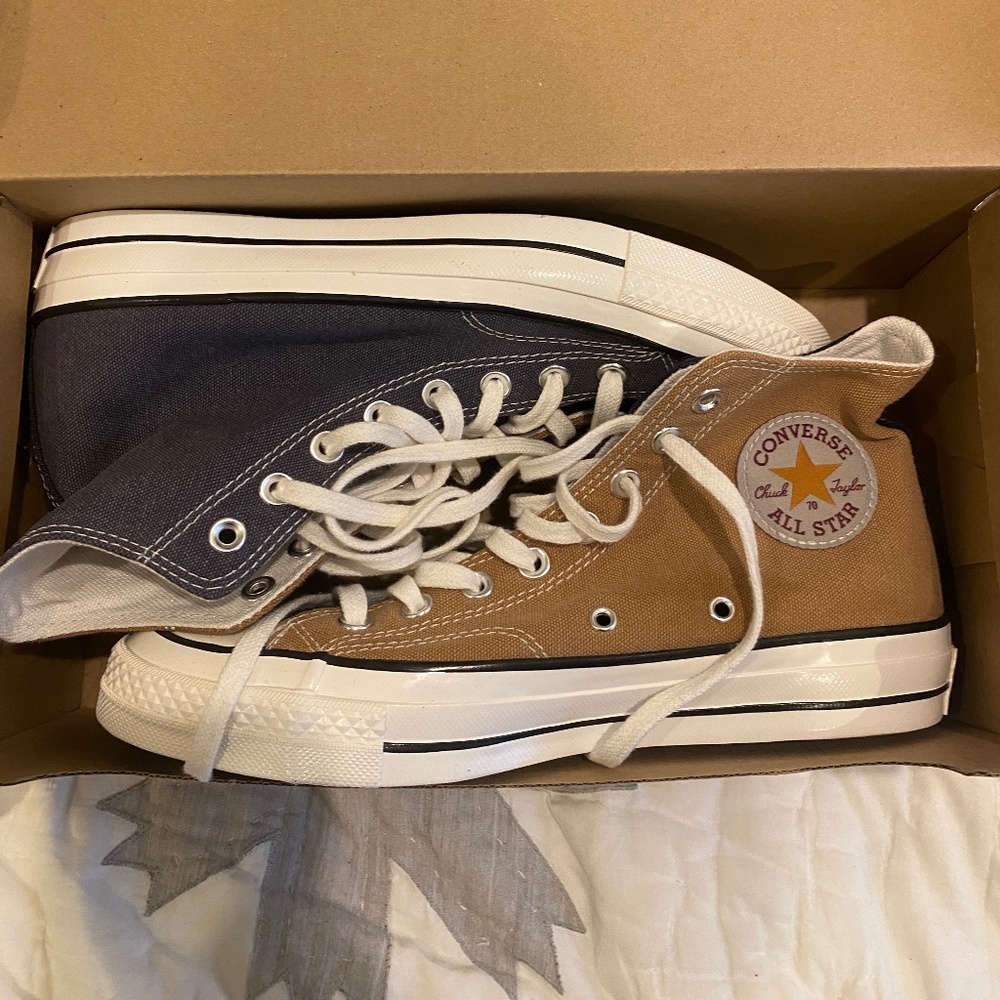 Brand New Converse Carhartt WIP x Renew Chuck 70 High Navy/Brown Sneakers